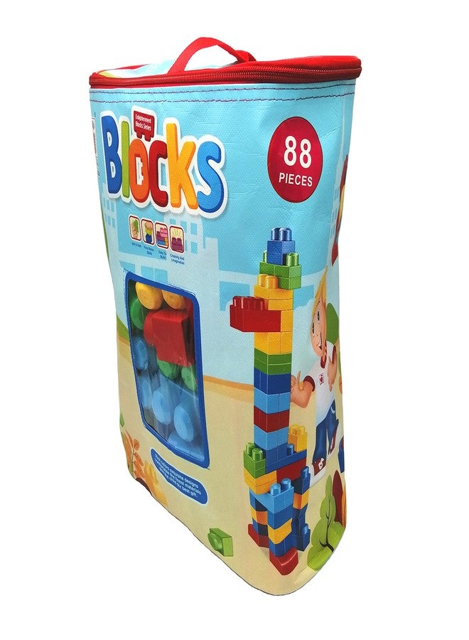 STJOYOPY 88PCS Big Building Blocks with Blue Building Bag Educational STEM Toys Gift for Kids and Toddlers - Image 5